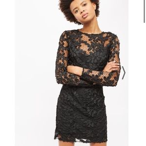 Long Sleeve Leaf Applique Dress Top Shop